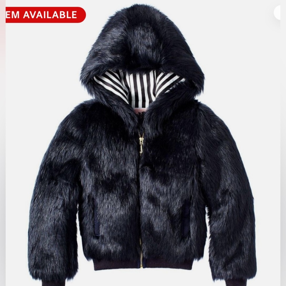 Juicy Couture Kids Regal Black Fur Bomber Jacket
